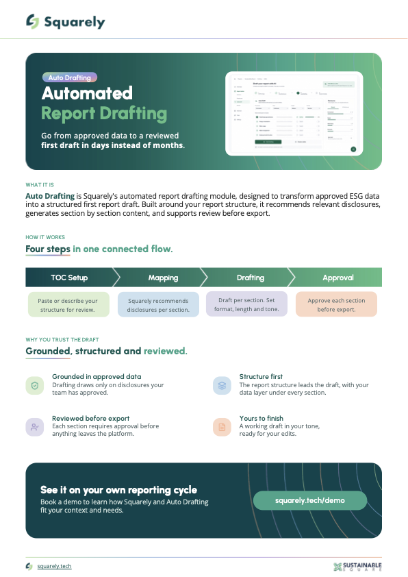Squarely automated report drafting one-pager preview